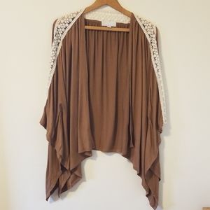 Brown Carolyn Taylor cardigan w/ lace